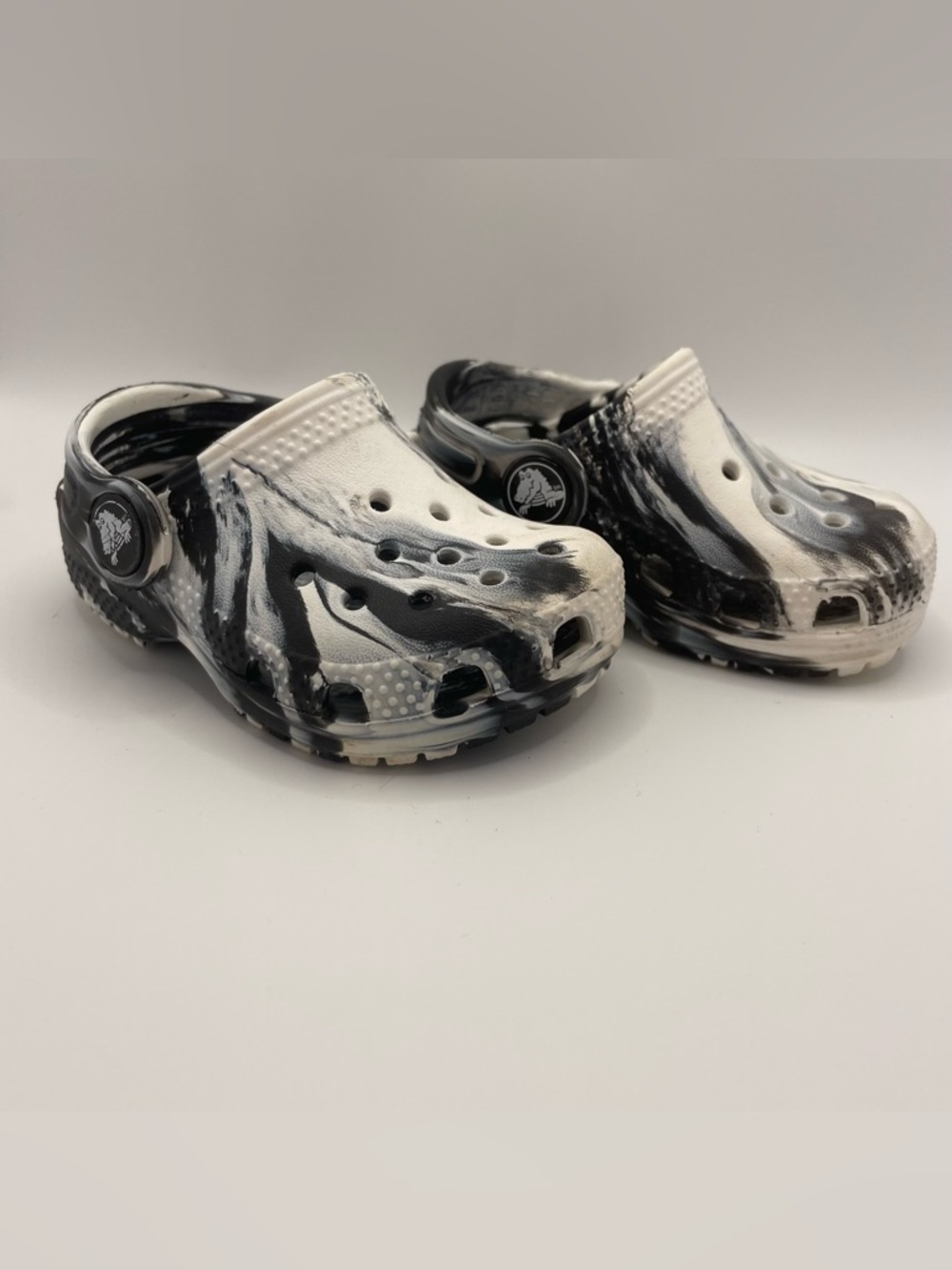 Kids Black & White Swirl Clog Shoes